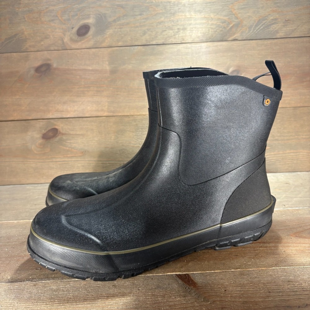 Bogs Digger Mid Mens size 12 shoes Black Rubber Waterproof Slip On rain boots